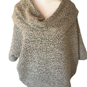 Loft 3/4 Sleeved Asymmetrical Cowl Neck Sweater Colors Gray/Black Blend